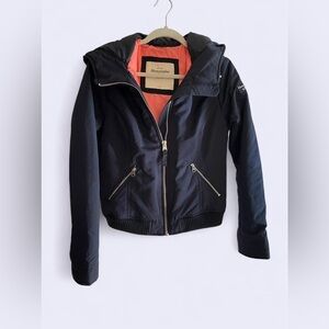 Abercrombie & Fitch Girls Navy Blue Bomber Jacket with Hoodie Size Medium